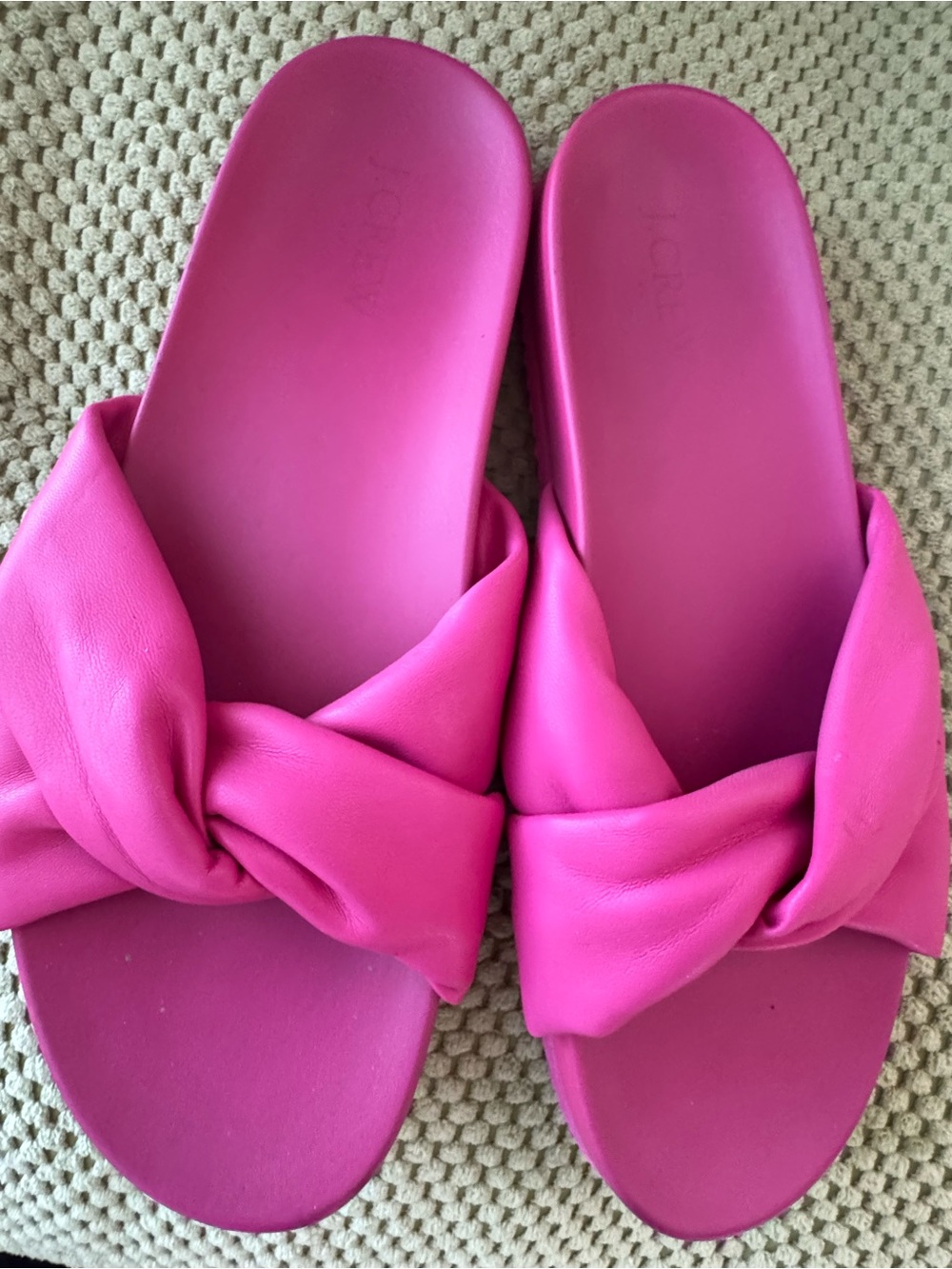 J. Crew Hot Pink Knotted Slide Sandals